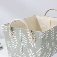 Корзина для хранения с ручками Доляна &laquo;Листья&raquo;, 31,5&times;21&times;21 см, цвет серо-зелёный