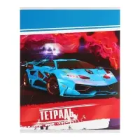 Тетрадь 48 листов в клетку, Calligrata &laquo;Авто&raquo;, обложка мелованный картон, серые листы, МИКС