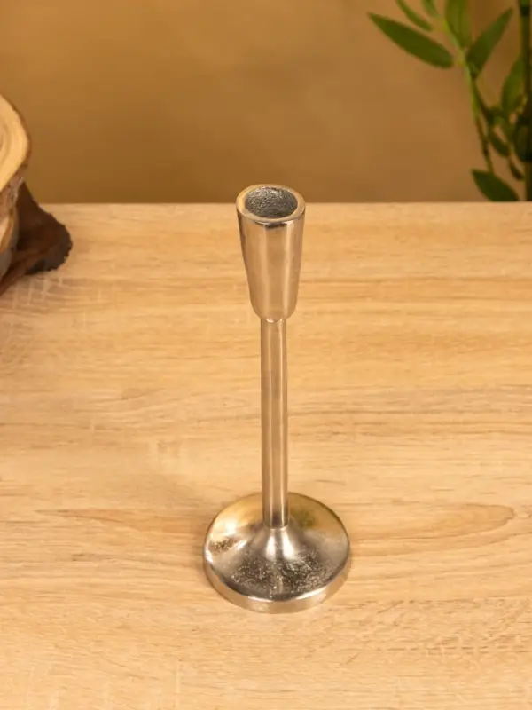 Подсвечник "Модэст" 8х8х23 см, алюминий, цв. серебро