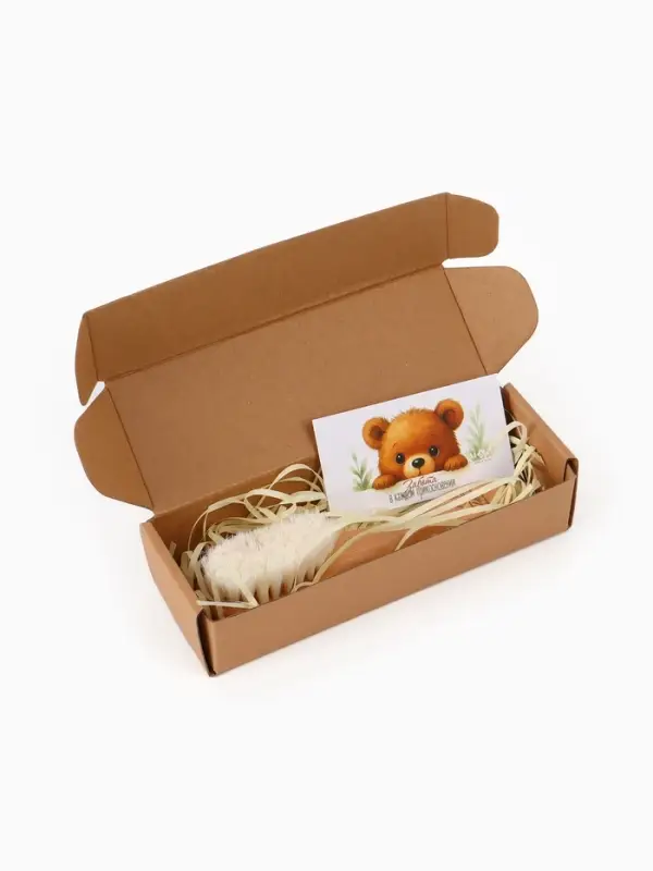 Деревянная расческа, детская, с натуральной щетиной, 1 шт в коробке, M&B