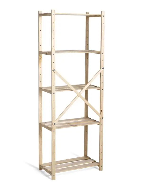 Стеллаж деревянный 5 полок 142 х 50 х 28 см, с регулируемыми полками