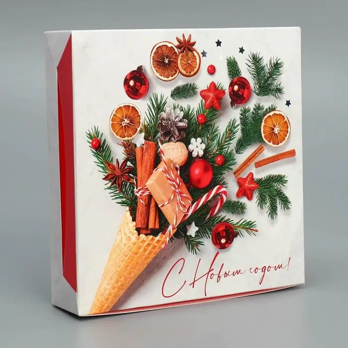 Коробка складная &laquo;С Новым годом!&raquo;, 14 х 14 х 3,5 см