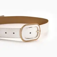 Ремень жен 05-01-07-01, Июнь2507, 3*0,3*110 см, без винта, пряж золото+пласт, 1 прокол, бел   109031