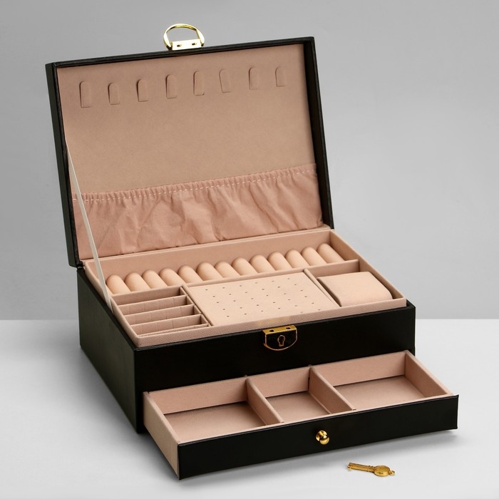 Подставка для украшений &laquo;Шкатулка&raquo; 2 яруса, 17&times;23&times;10 см, цвет чёрный