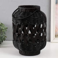 Подсвечник пластик "Фонарик. Корзинка" чёрный 30х21х21 см