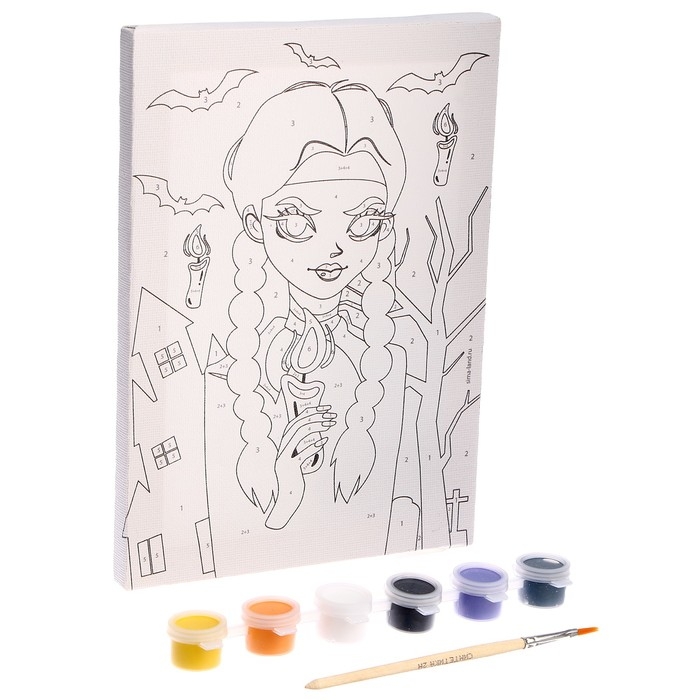 Картина по номерам на хеллоуин для детей &laquo;Девочка с косичками&raquo;, 21 х 15 см