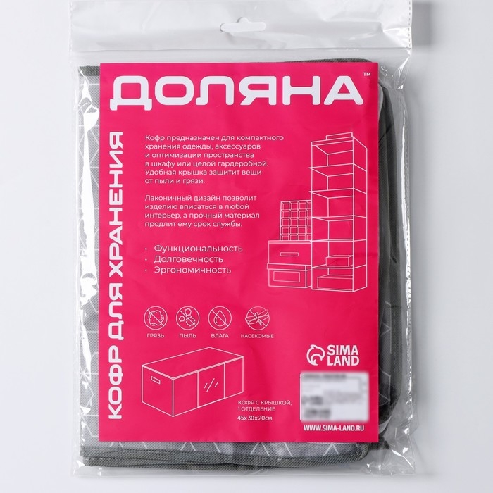 Кофр для хранения вещей Доляна &laquo;Фора&raquo;, 45&times;30&times;20 см, цвет серый