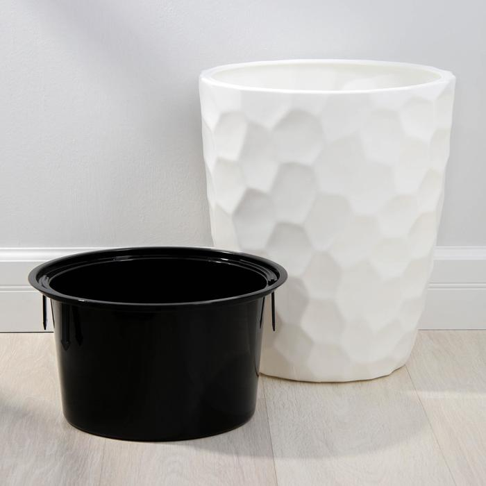 Кашпо для цветов со вставкой &laquo;Мозаика&raquo;, 19,5 л (9 л), цвет белый