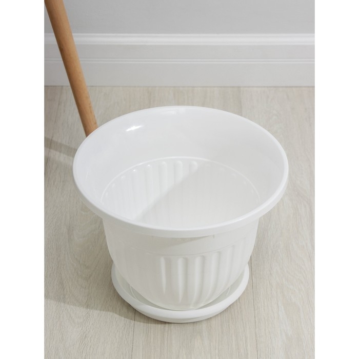 Горшок с поддоном &laquo;Лозанна&raquo;,11 л, цвет белый