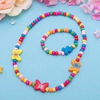 Набор детский &laquo;Выбражулька&raquo; 2 предмета: бусы, браслет, бабочки нежность, цвет бело-розовый