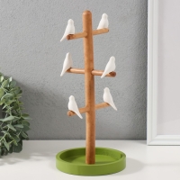 Сувенир дерево подставка для украшений "Птички на дереве" зелёный 13х13х29,5 см