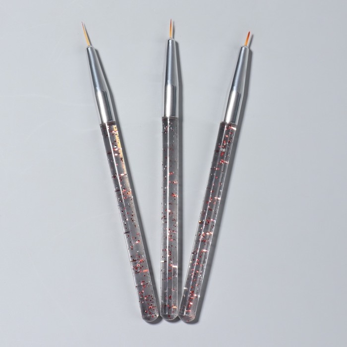 Набор кистей для дизайна ногтей, 3 шт, 13,5 см, цвет прозрачный