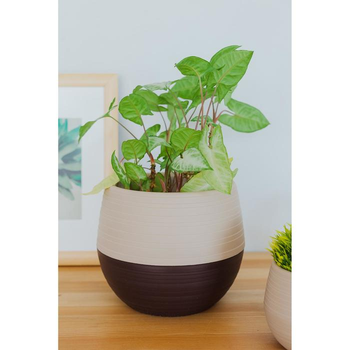 Горшок для цветов с поддоном &laquo;Дуэт&raquo;, 2.5 л, цвет шоколадный-кофе с молоком