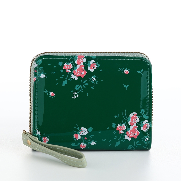 Кошелёк женский на молнии, лакированный, цвет зелёный