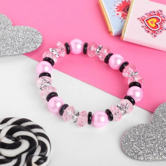 Браслет детский &laquo;Выбражулька&raquo; ундина, цвет черно-розовый