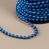 Бусы на нитях, круглые, 4 мм, 9 &plusmn; 1 м, цвет синий