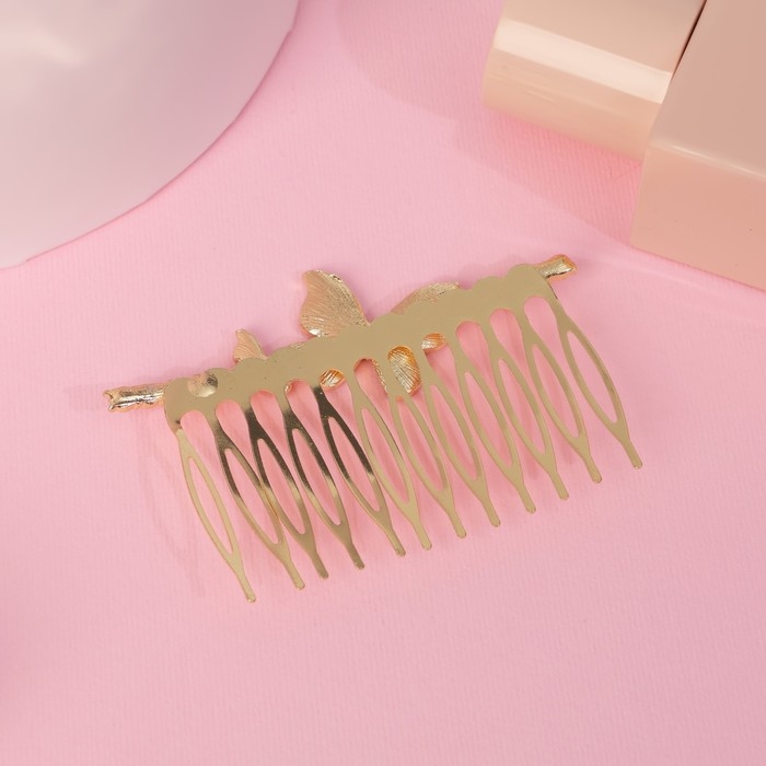 Гребень для волос "Либерти" бабочка блеск, 5х7,5 см, золото