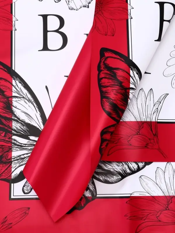 Пленка для цветов, &laquo;Бабочки&raquo;, красный, 57&times;57&plusmn;1 см