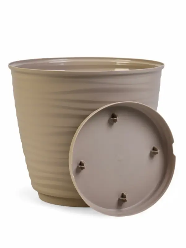 Горшок для цветов "Saffron" D-26,7 см, 9,1 л с поддоном, бежевый