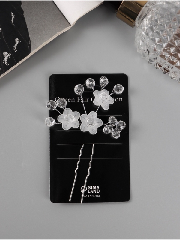 Шпилька для волос "Эмилия" цветник мини шарики, 8х7 см, прозрачный