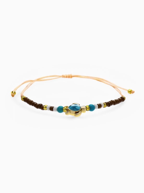 Браслет &laquo;Черепаха&raquo; на нити, бусина со стразом, коричневый в золоте