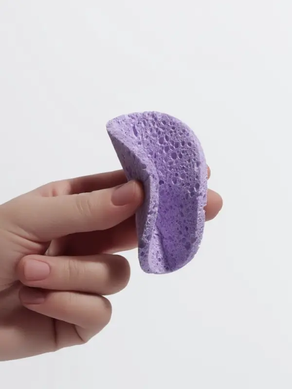Спонж для умывания, круглый, фиолетовый