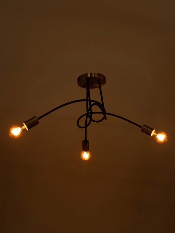 Люстра "Узел" 3х40Вт Е27 черный/латунь 52х52х36см