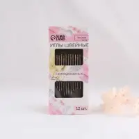 Иглы швейные, d=0.78 мм, 3.5/3.8/4.2 см, с золотым ушком, самовдеваемые, 12 шт.