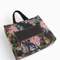 Сумка для покупок Цветы, 32*10*26. отд без молнии, черный