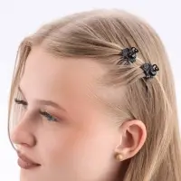 Крабик для волос &laquo;Чёрный ажур&raquo;, цветок, 2.3 см