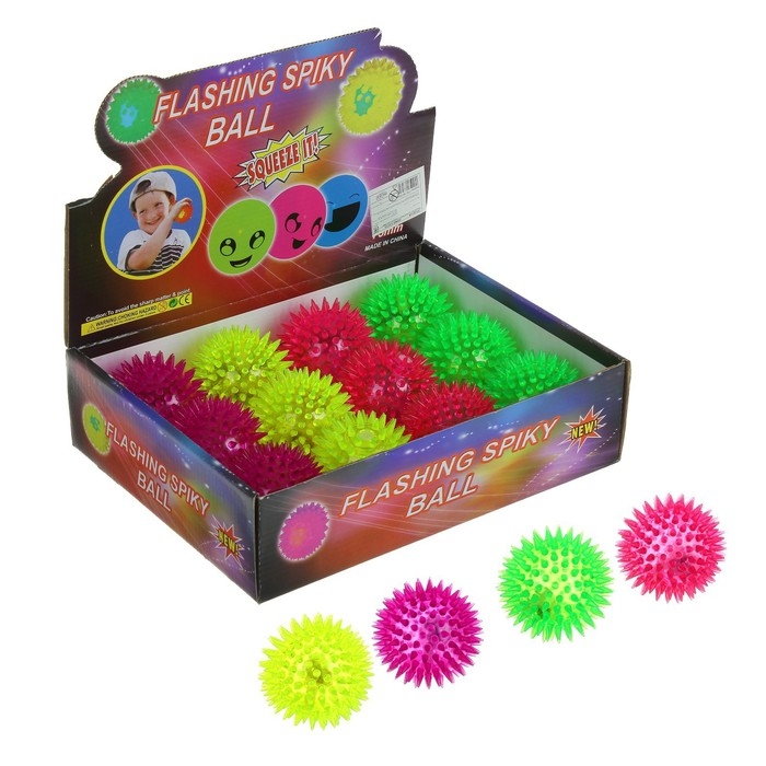 Мяч &laquo;Ёжик&raquo;, световой, с пищалкой, цвета МИКС