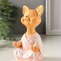 Статуэтка "Кот в позе лотоса" 12х7х5 см, гипс, рыжий