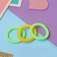 Резинка для волос "Стиль" (набор 3 шт) 5,5 см, салатовый жёлтый