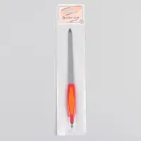 Пилка-триммер металлическая для ногтей, прорезиненная ручка, с защитным колпачком, 19 см, МИКС