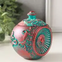 Шкатулка для украшений с крышкой &laquo;Флоренция&raquo;, 10&times;9 см, гипс, окисленная медь