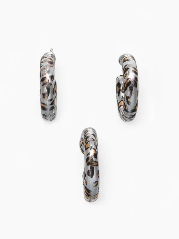 Набор серьги и каффы "Леопард", цвет серебро