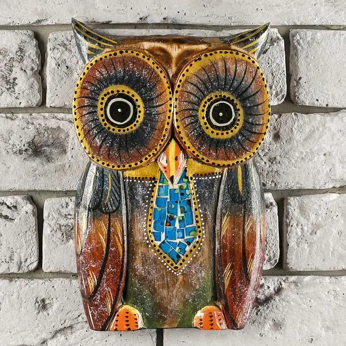 Настенное панно "Сова с галстуком" 25х16х2 см МИКС