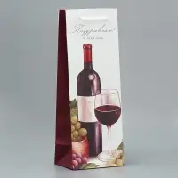 Пакет подарочный под бутылку, упаковка, &laquo;От всей души&raquo;, 36 х 13 х 10 см