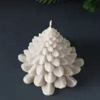 Свеча "Ель пушистая" 80х80х90 мм, серебро