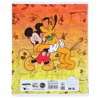 Тетрадь в линейку 24 листа, 5 видов МИКС, обложка мелованная бумага, &laquo;Минни Маус&raquo;