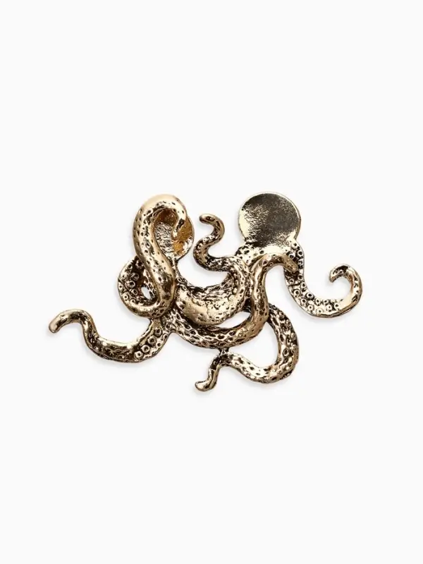 Брошь для кармана "Осьминог", цвет чернёное золото