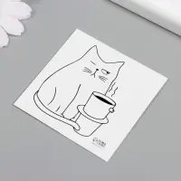 Переводная тату на тело чёрная &laquo;Котокофе&raquo;, 6&times;6 см
