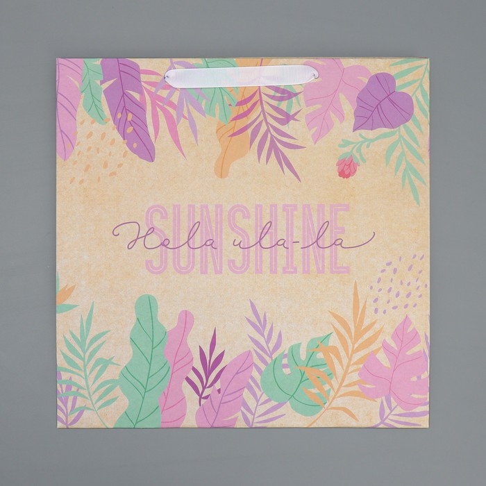 Пакет подарочный крафтовый квадратный, упаковка, &laquo;Sunshine&raquo;, 30 х 30 х 12 см