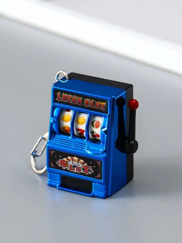 Брелок пластик "Игровой автомат - казино" синий 2,7х3,4х5 см