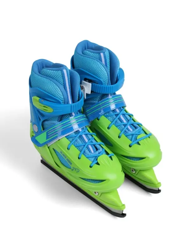 Коньки детские раздвижные BlackAqua, р. 26-29, для фитнеса, зелёные, синие