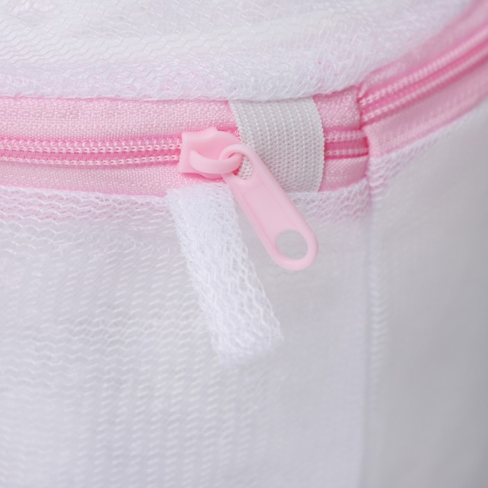 Мешок для стирки белья с диском Доляна, 15&times;15 см, мелкая сетка, цвет белый