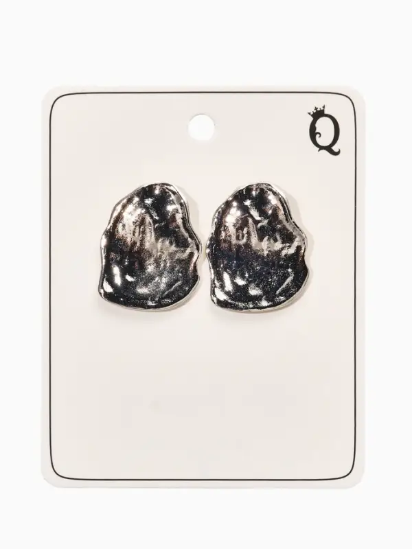Серьги металл &laquo;Мятые&raquo;, цвет серебро