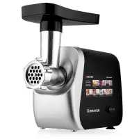 Мясорубка BRAYER 1608BR, электрическая, 2000 Вт, реверс, 3 диска, 4 насадки, 2 кг/мин