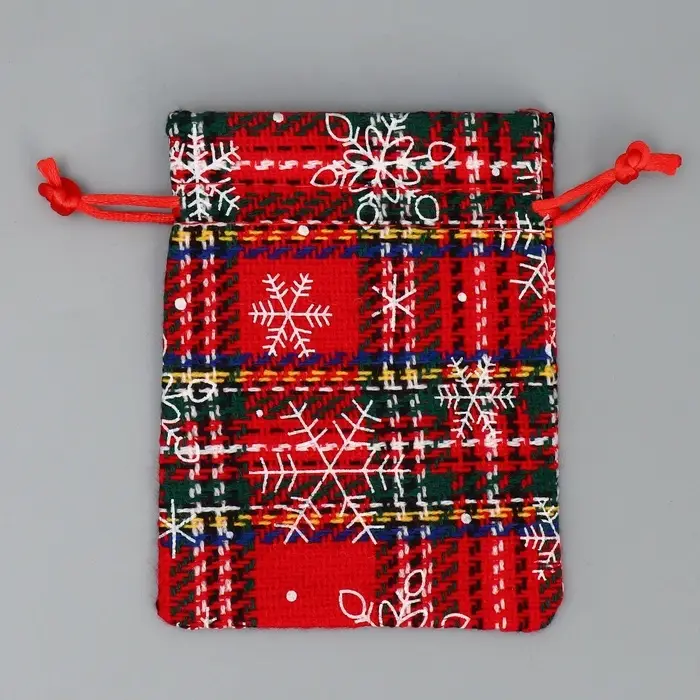 Мешочек подарочный холща &laquo;Вьюга&raquo;, снежинки, 10 х 12 см +/- 1.5 см