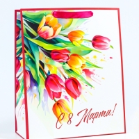 Пакет подарочный ламинированный вертикальный &laquo;С праздником!&raquo;, M 26 &times; 32 &times; 12 см